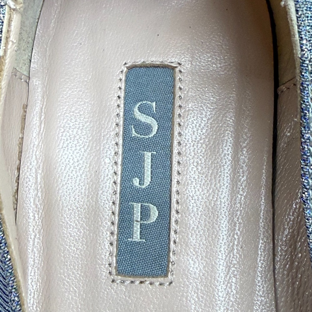 SJP Sarah Jessica Parker Flats Womens 9.5 EU 39.5 Blue Metallic Mesh Pointed Toe - Picture 11 of 11